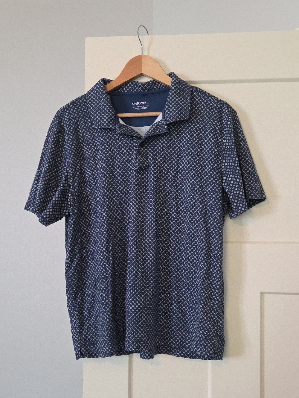 UNTUCKit Navy Blue Geo-Print Polo